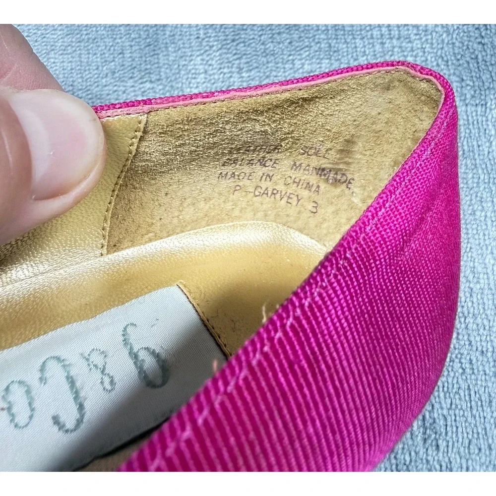 9 and Co Loafers Womens 7 M Pink Grosgrain Pointed Toe Flats Skimmer